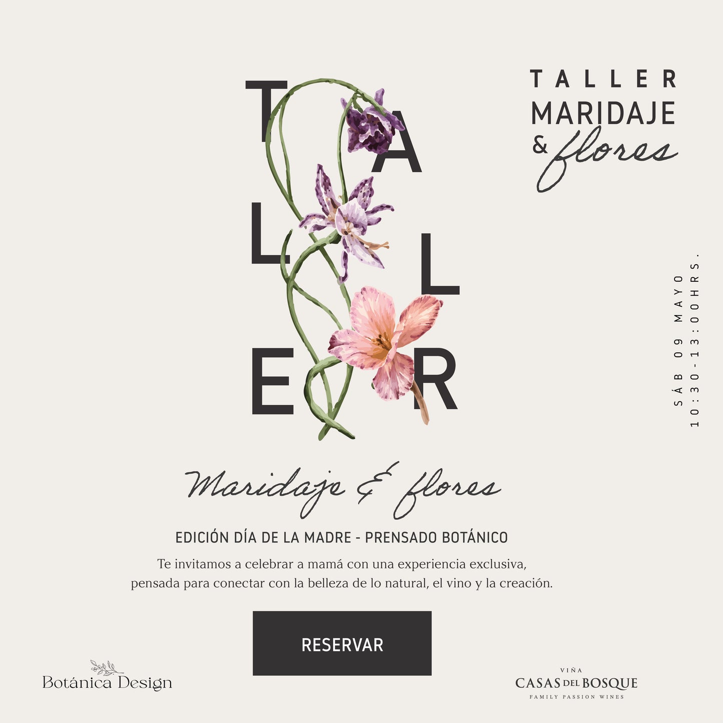 Taller de prensado botánico | 9 de mayo especial día de la madre | Viña Casas del Bosque